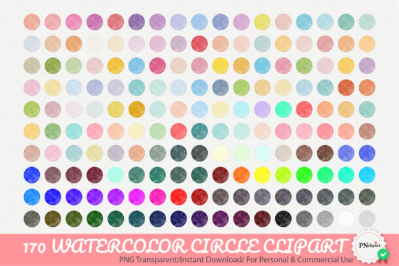 170 Watercolor Circle Dot Cliparts PNG