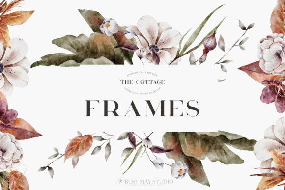 Autumn Watercolor Floral Leaves Frames Illustrations