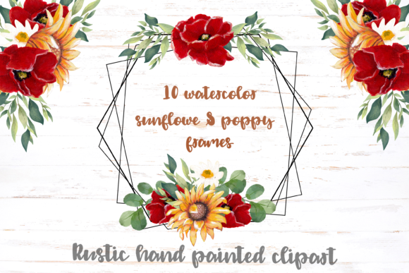 Black Watercolor Sunflower Frames Illustrations