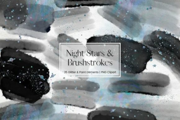 Black Watercolour Brushstrokes Clipart & Illustrations