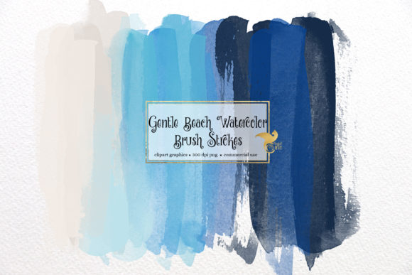 Gentle Beach Watercolor Brush Strokes Illustrations