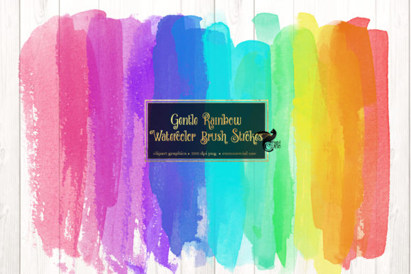 Gentle Rainbow Watercolor Brush Strokes Illustrations