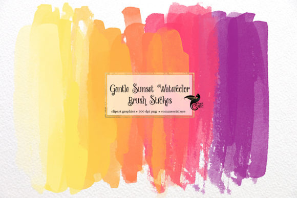 Gentle Sunset Watercolor Brush Strokes Illustrations