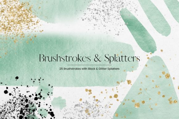 Green Watercolor Brush Strokes Illustrations