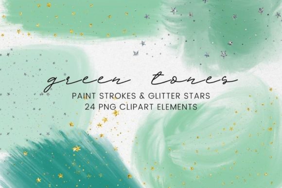 Green Watercolor Paint Brushstroke Illustrations