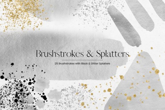 Grey Watercolor Brush Strokes Illustrations
