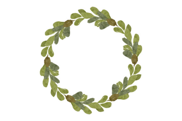Leaf Foliage Circle Frame Watercolor Illustrations