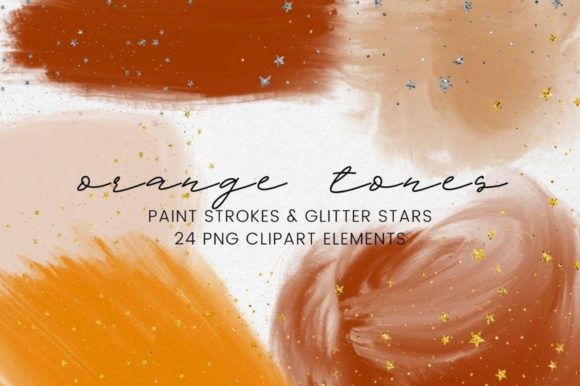Orange Watercolor Paint Brushstroke Illustrations