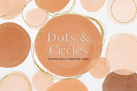 Orange Watercolour and Gold Circles Illustrations