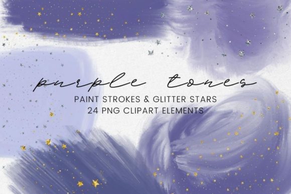 Purple Watercolor Paint Brushstroke Illustrations