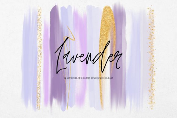 Purple Watercolour Brush Stroke Illustrations