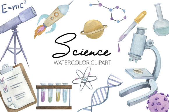 Science Watercolor Clipart, Illustrations