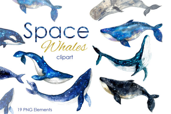 Watercolor Clipart. Watercolor Whale Art