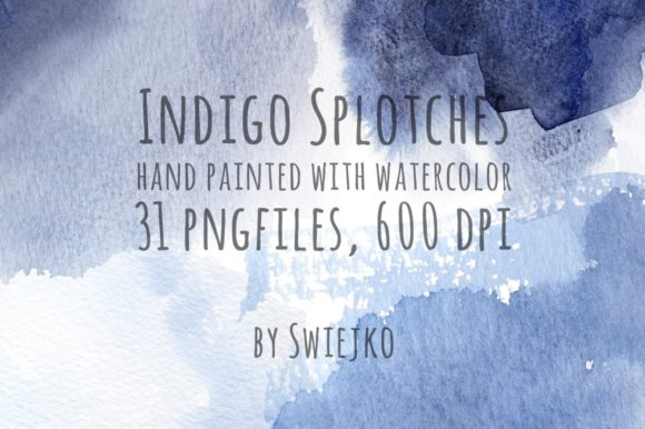 Watercolor Cplotches, Indigo, Bue Illustrations
