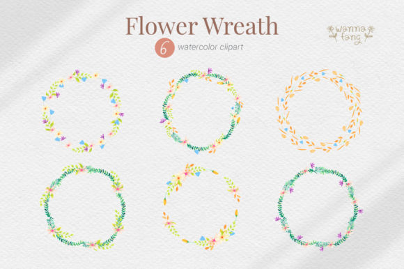 Watercolor Flower Wreath and Frame PNG Illustrations