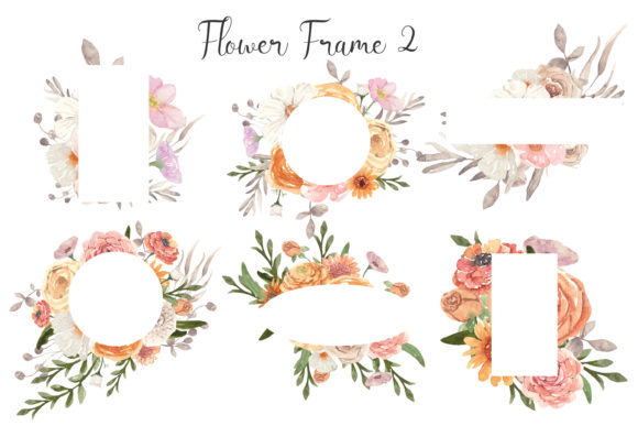 Watercolor Frames in Boho Flower Illustrations