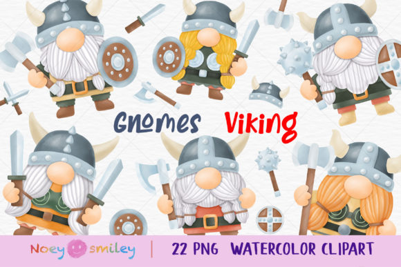 Watercolor Gnomes Viking Clipart, PNG