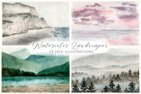 Watercolor Landscapes Collection and Illustrations