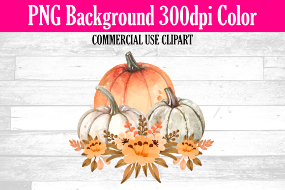 Watercolor Pumpkins Floral Clipart and Illustrations