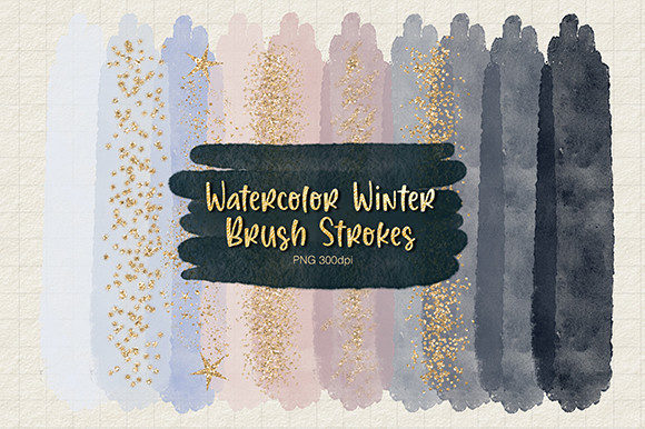 WATERCOLOR WINTER BRUSH STROKE Illustrations
