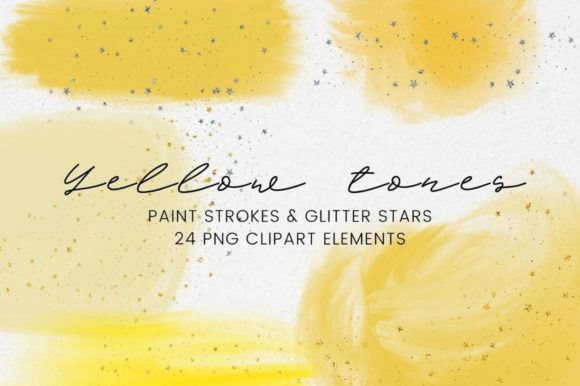 Yellow Watercolor Brushstroke Illustrations